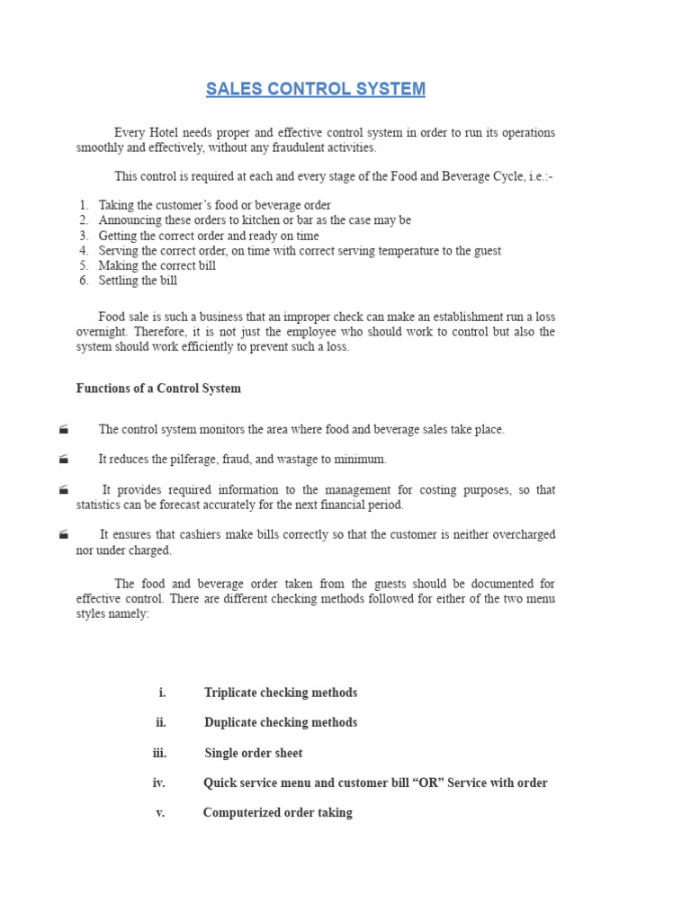 Sale COntrol System | PDF