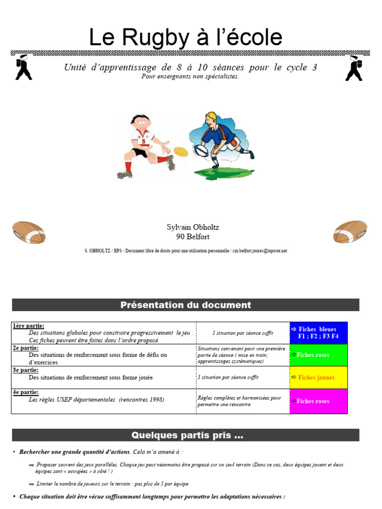 Le Rugby À L'école 2 | PDF