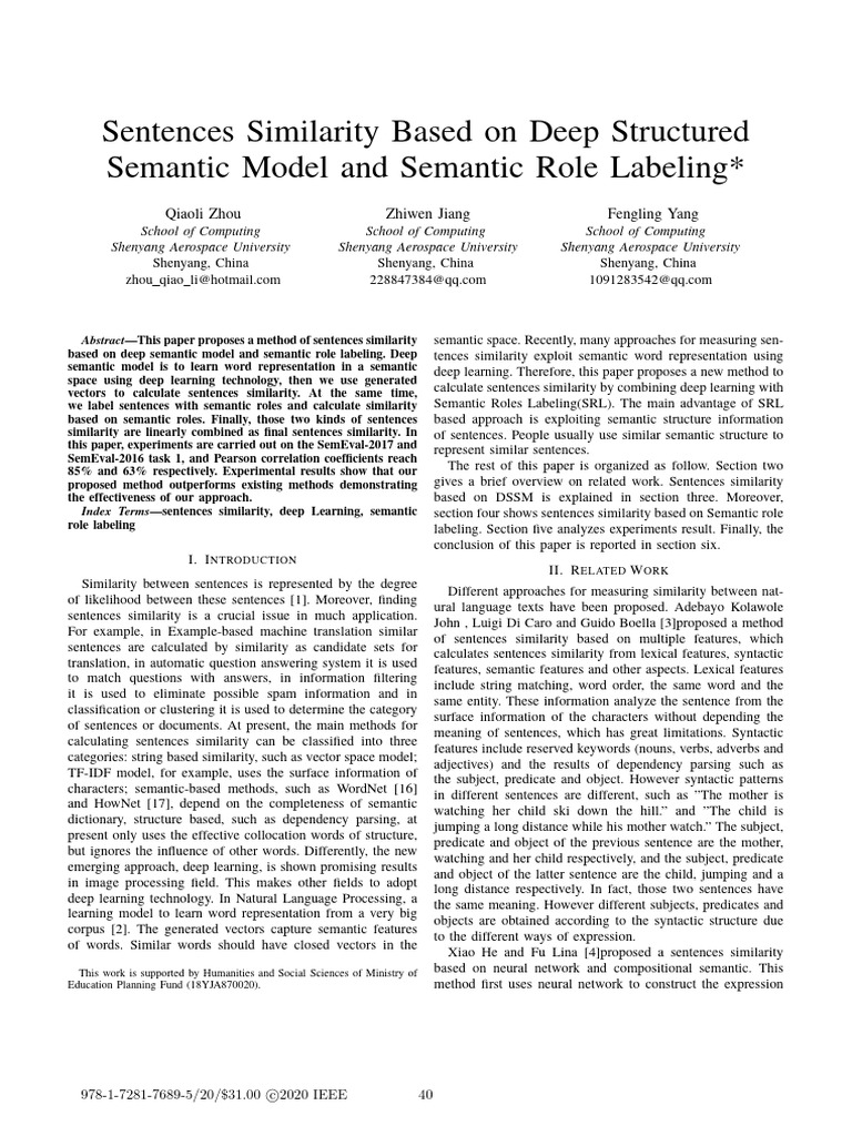 Sentences Similarity Based On Deep Structured | PDF