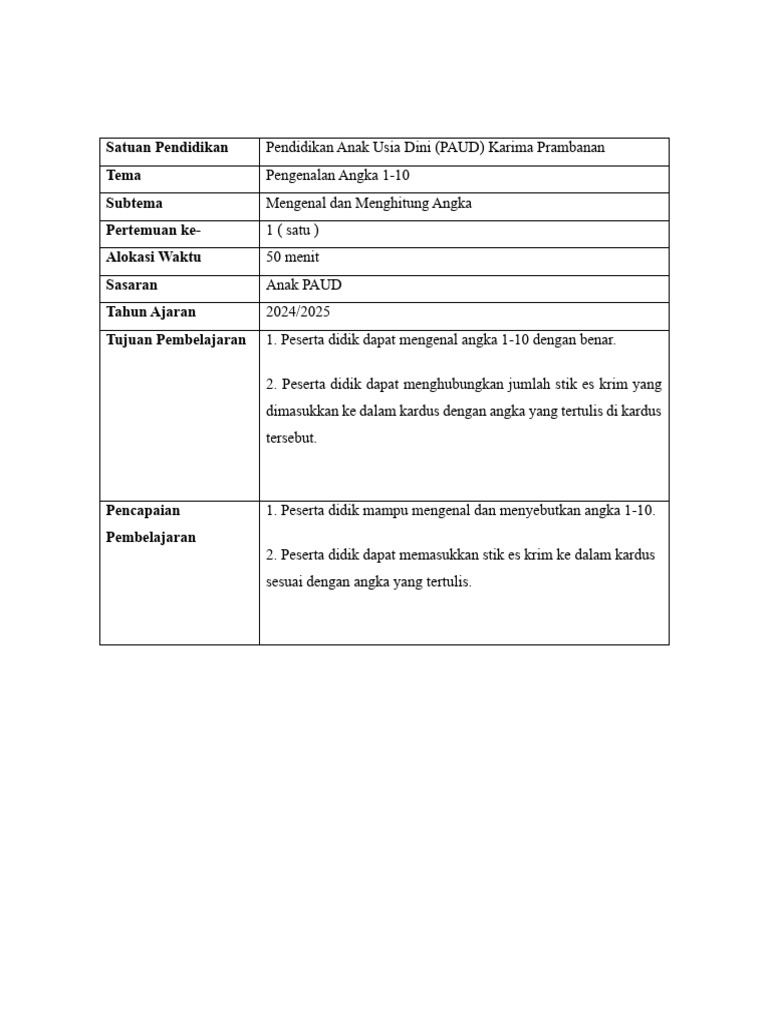 RPP Paud | PDF