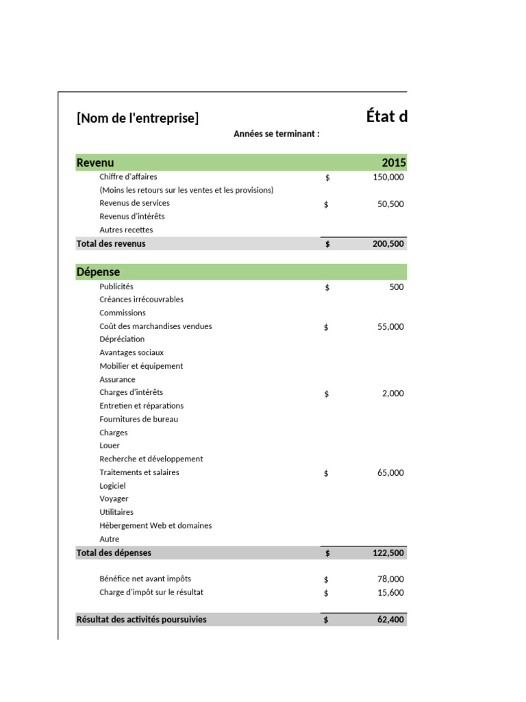 IC Income Statement Template Updated 17134 FR | PDF