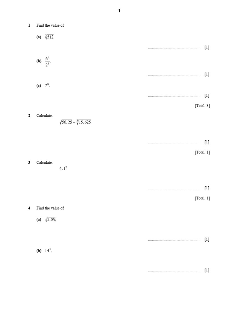 Powers and Roots - WS1 | PDF