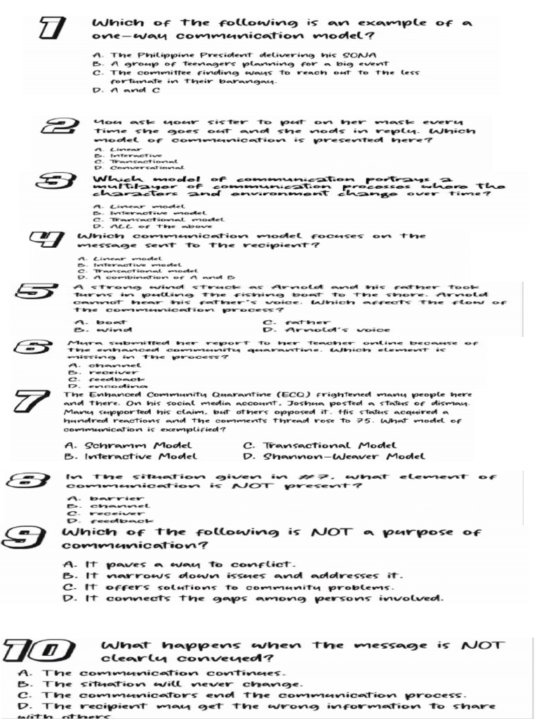 Models of communication quiz pdf