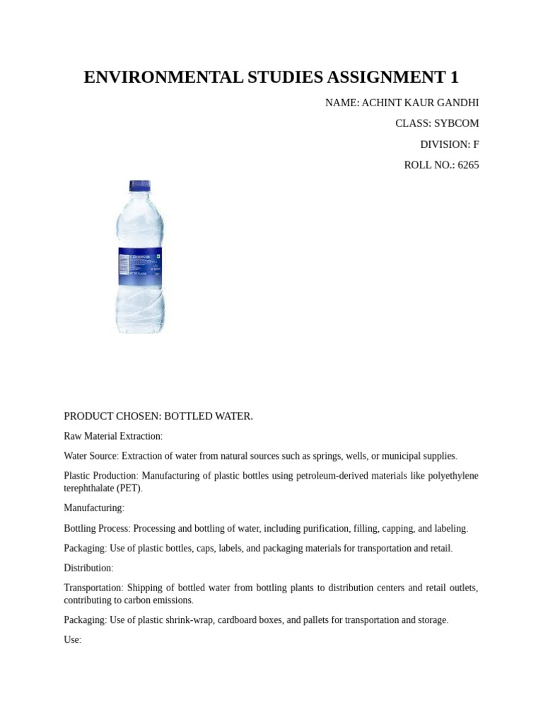 Environmental Studies Assignment 1 Pdf Recycling Plastic