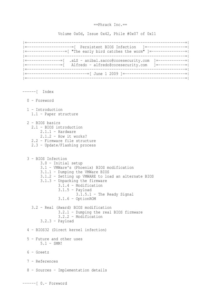 Persistent BIOS Infection Techniques | PDF