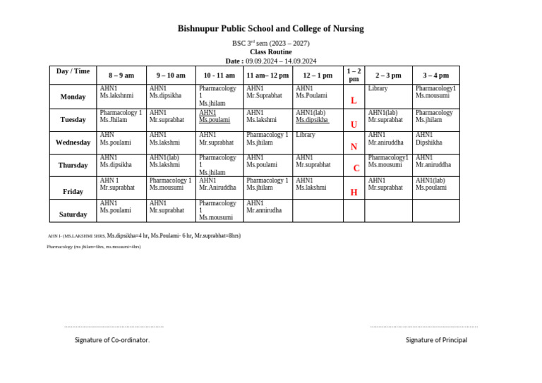 3rd Sem Routine 09.09.2024 To 14.09.2024 | PDF