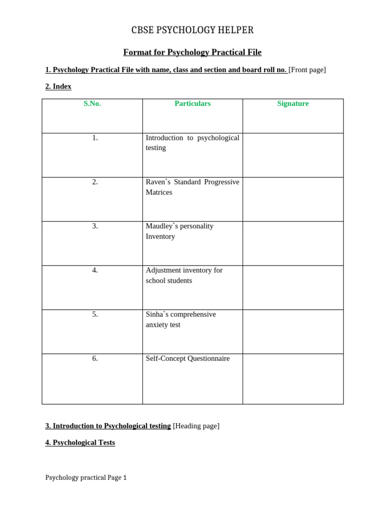 Psychology Practical File Ko | PDF