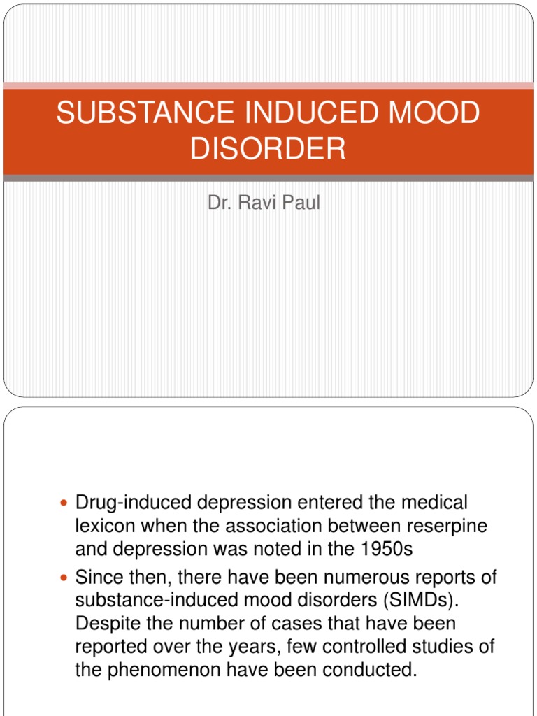 Substance-Induced Mood Disorders | PDF | Mood Disorders | Major Depressive  Disorder