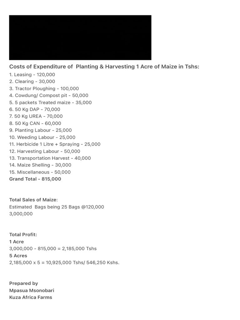 costs-of-expenditure-of-planting-harvesting-1-acre-of-maize-in-pdf