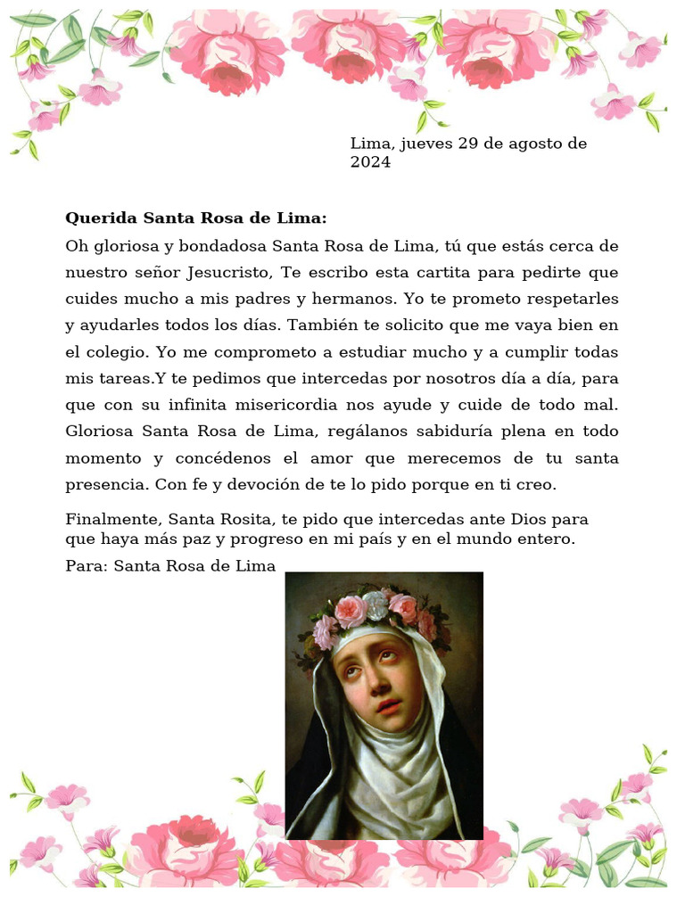 Carta A Santa Rosa de Lima | PDF