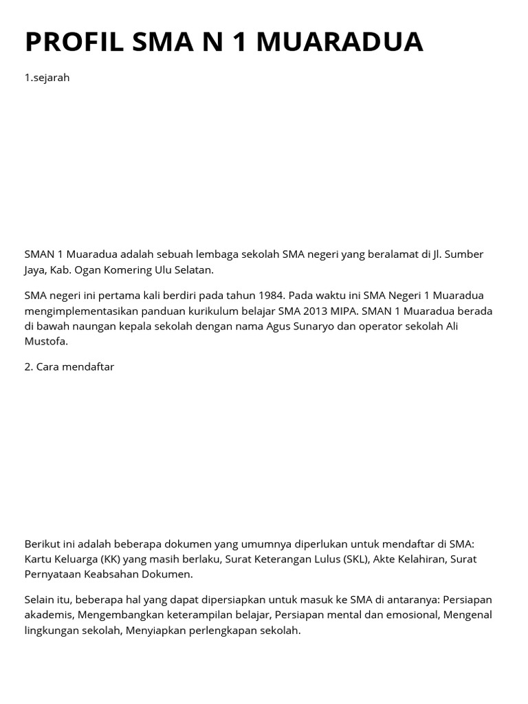 Profil Sma N 1 Muaradua - 20240910 - 205520 - 0000 | PDF