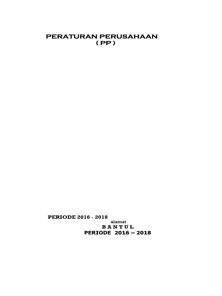Contoh Draft Peraturan Perusahaan | PDF