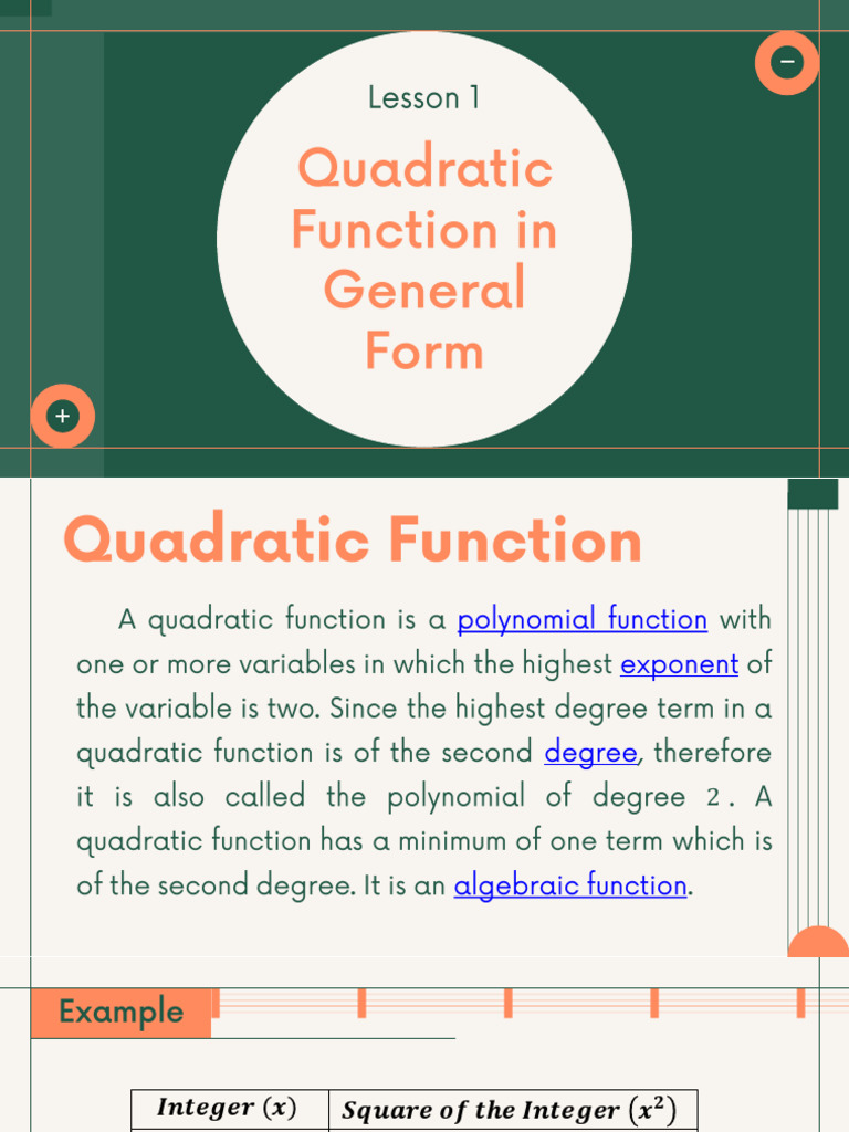 Lesson 2.1 Quadratic Function in General Form | PDF