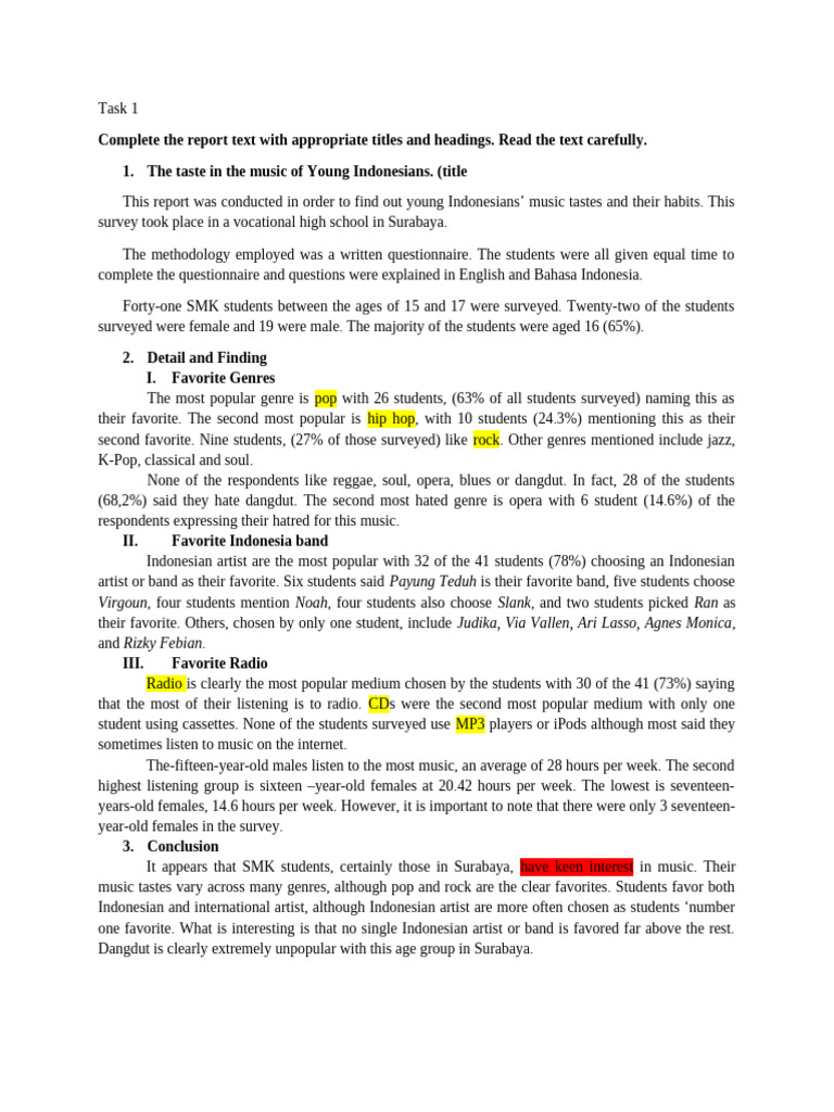 Task 1 Contoh Simple REPORT | PDF