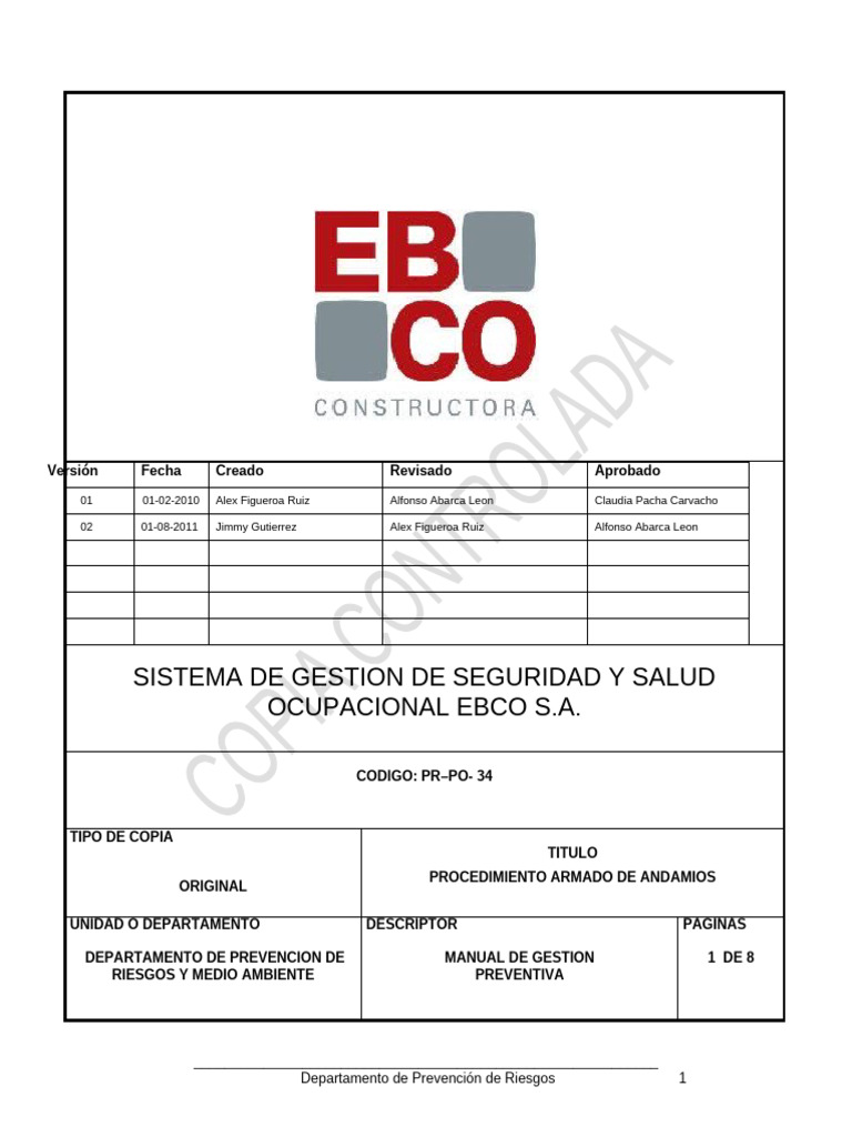 Pr-Po-34 Versión 2 Armado de Andamio | PDF