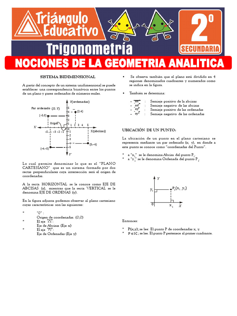 Nociones de La Geometria Analitica para Segundo Grado de Secundaria | PDF