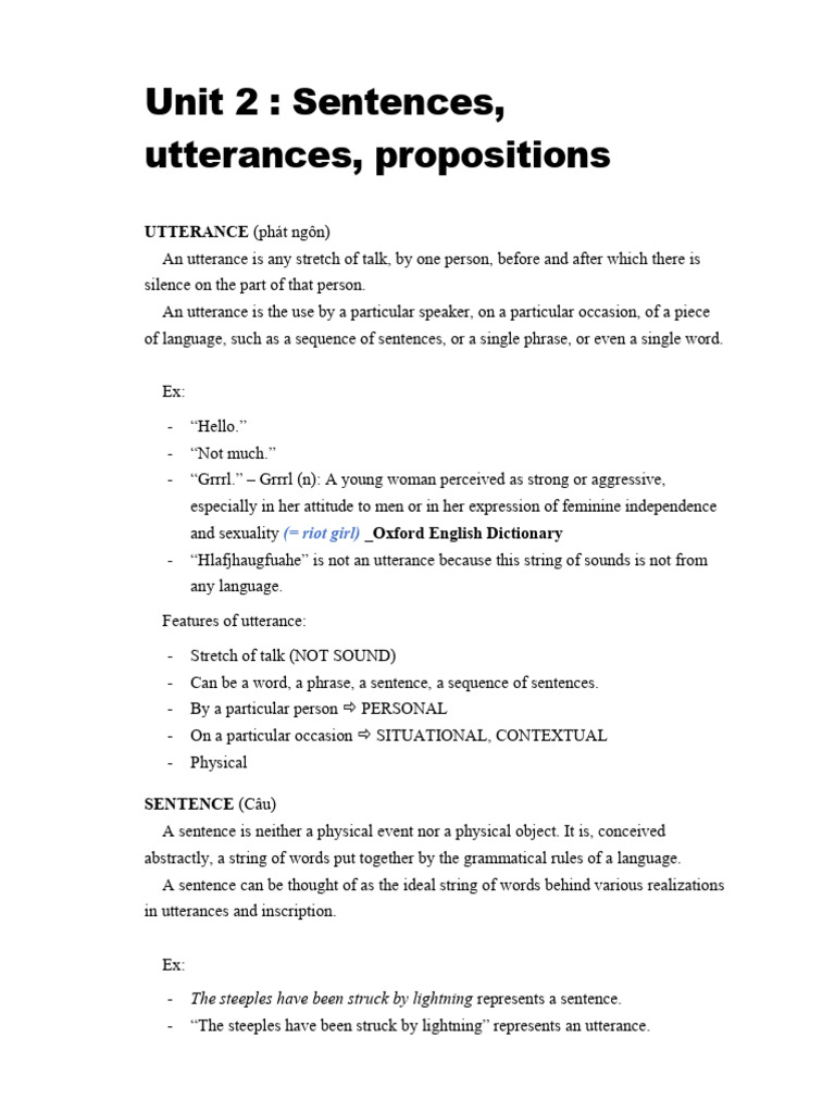 U2 Sentences, Utterances, Proposition | PDF