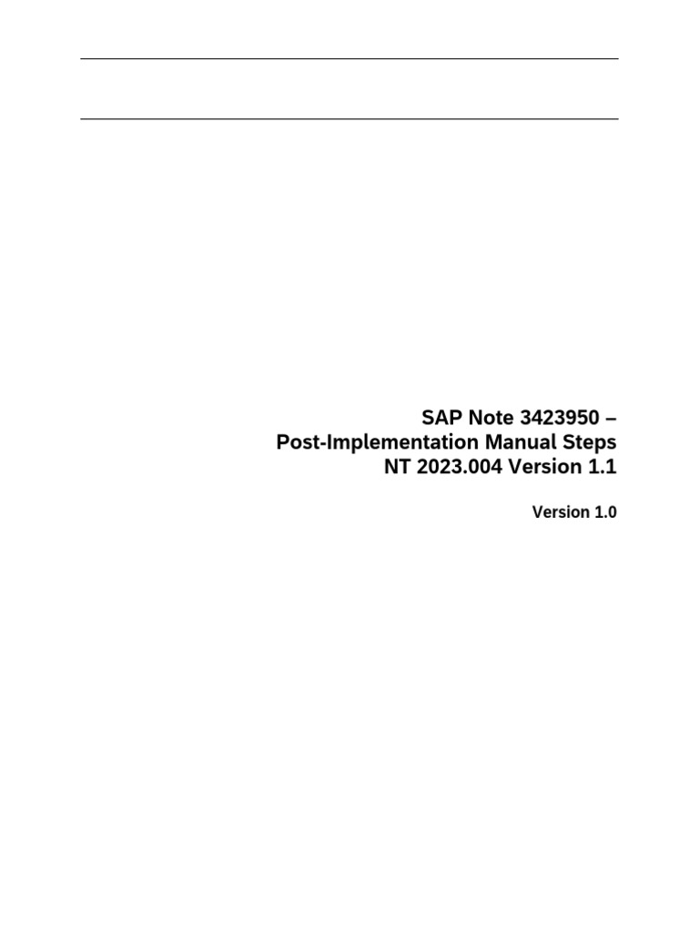 Post-Implementation Steps For SAP Note 3423950 | PDF | Computing ...