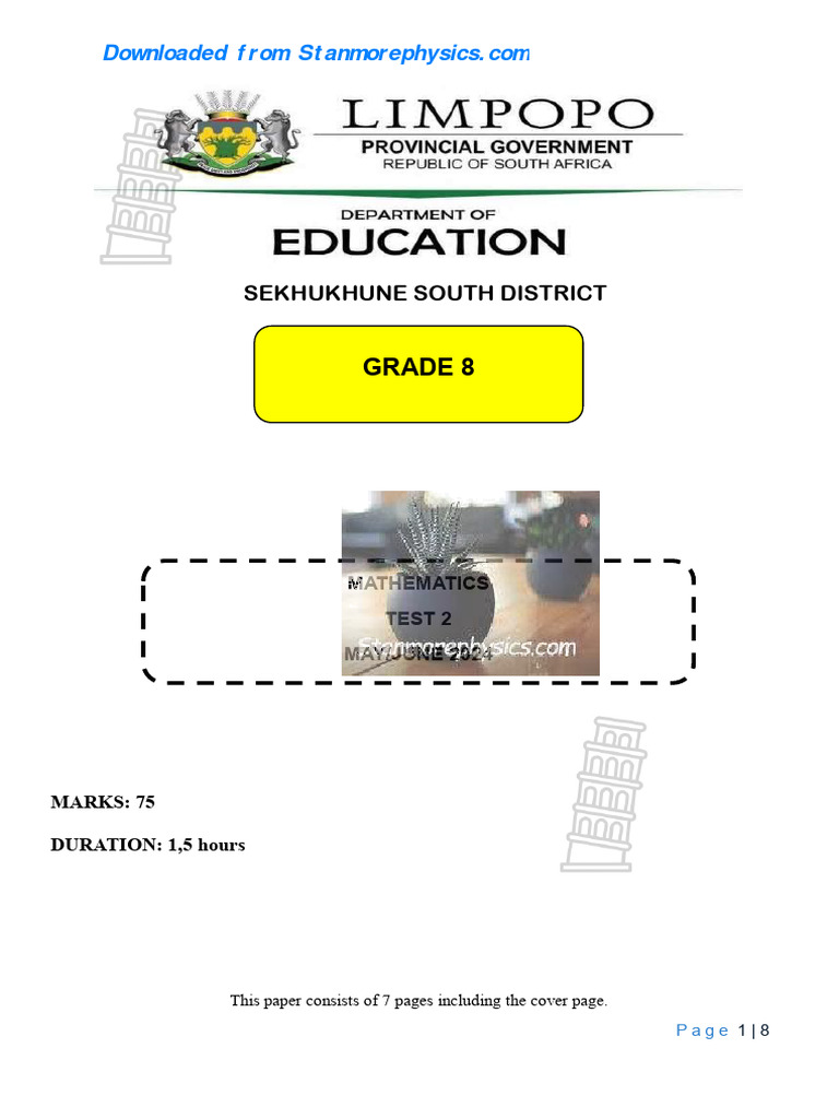 Grade 8 Mathematics Test 2 2024 | PDF | Mathematics