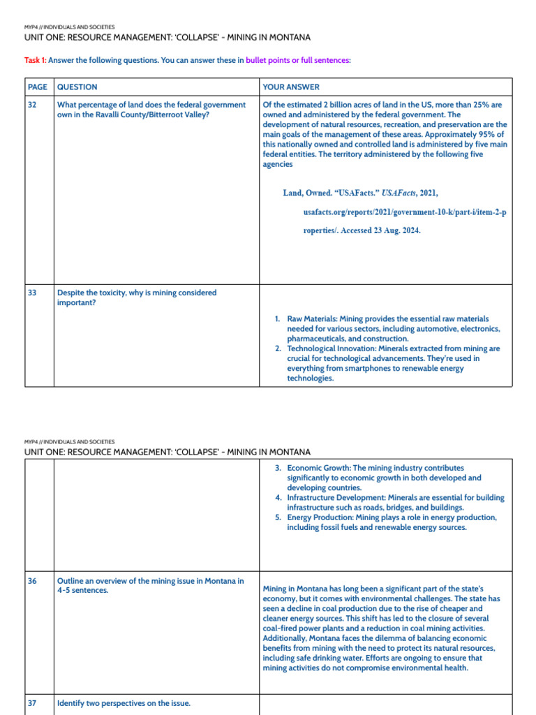 Adan - Mining in Montana Task Sheet | PDF