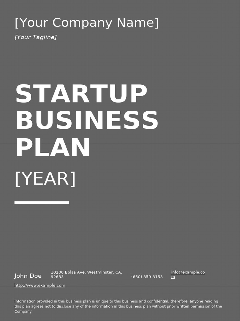 Startup Business Plan Template | PDF