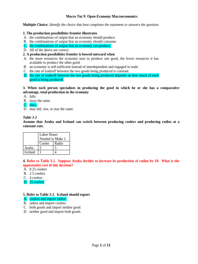 Macro Tut 9 - With Ans | PDF