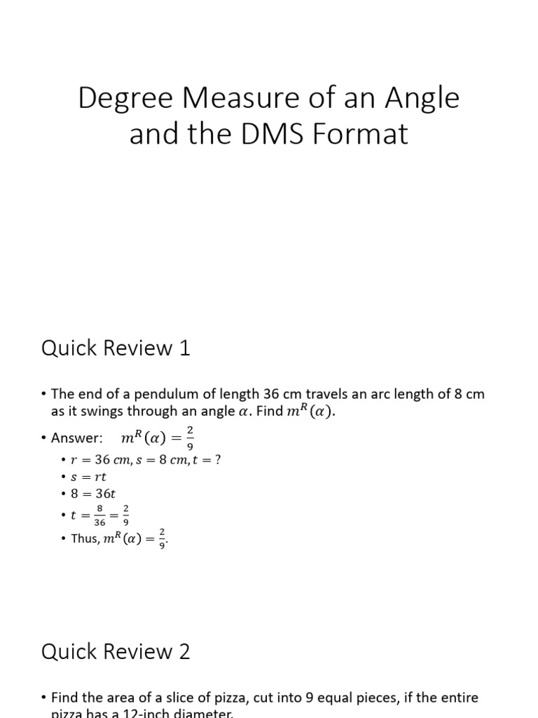 Degree Measure of An Angle and The DMS Format | PDF