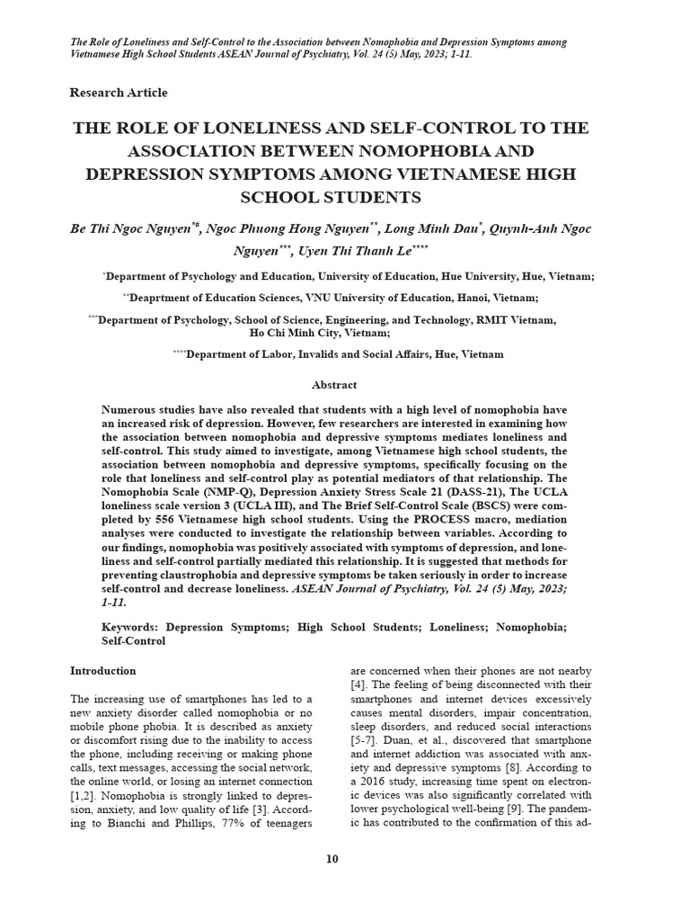 The Role of Loneliness and Selfcontrol To The Association Between ...
