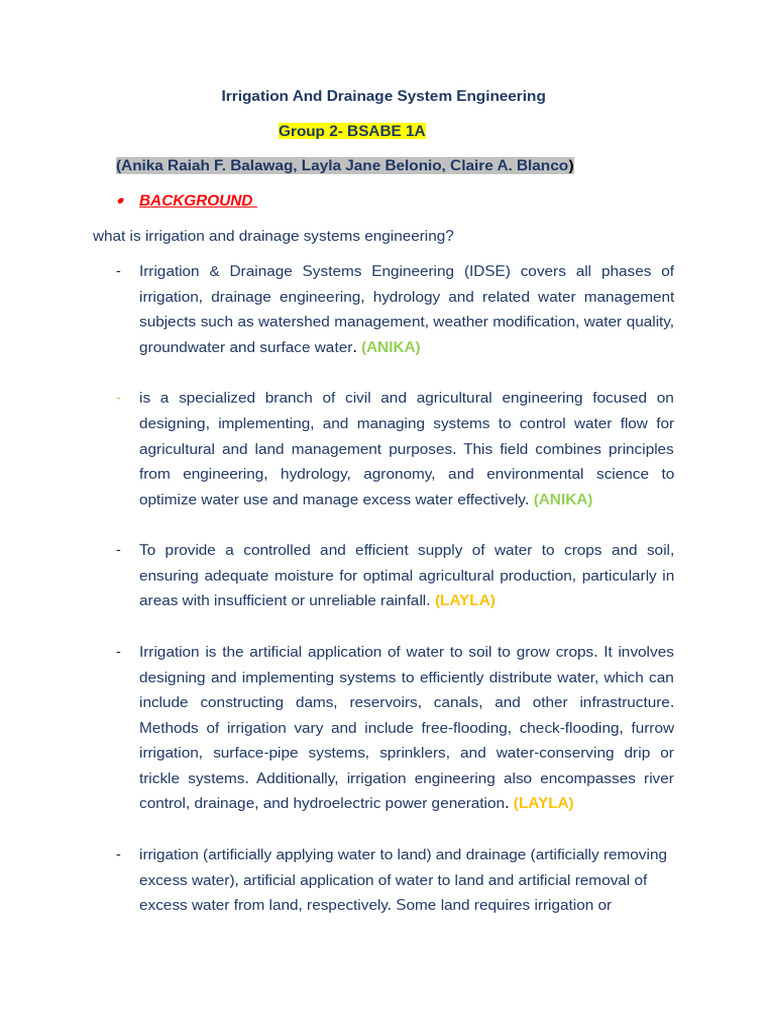 Irrigation and Drainage System Engineering | PDF