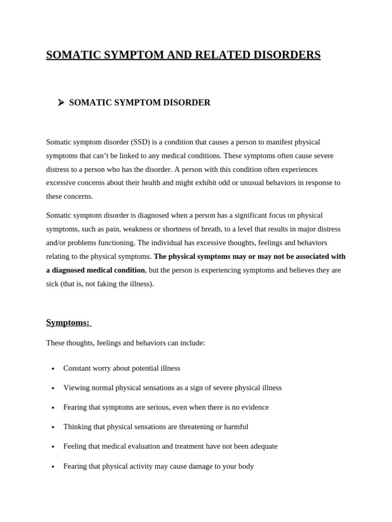 Somatic Symptom and Related Disorders | PDF