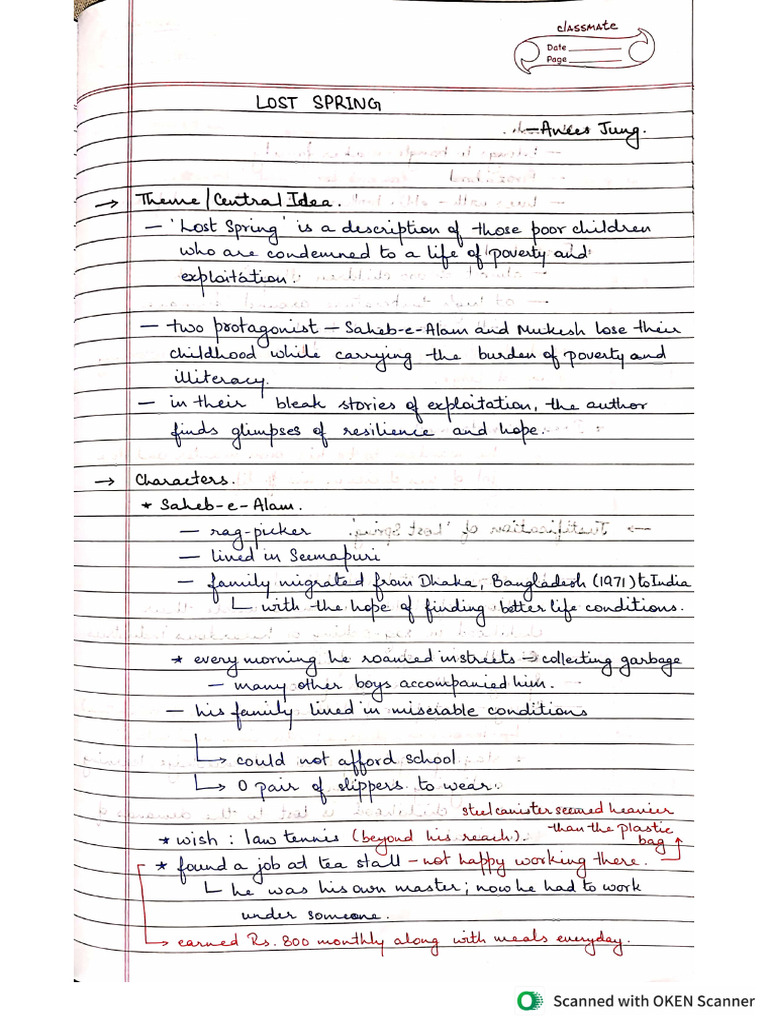 Lost Spring Revision Notes | PDF