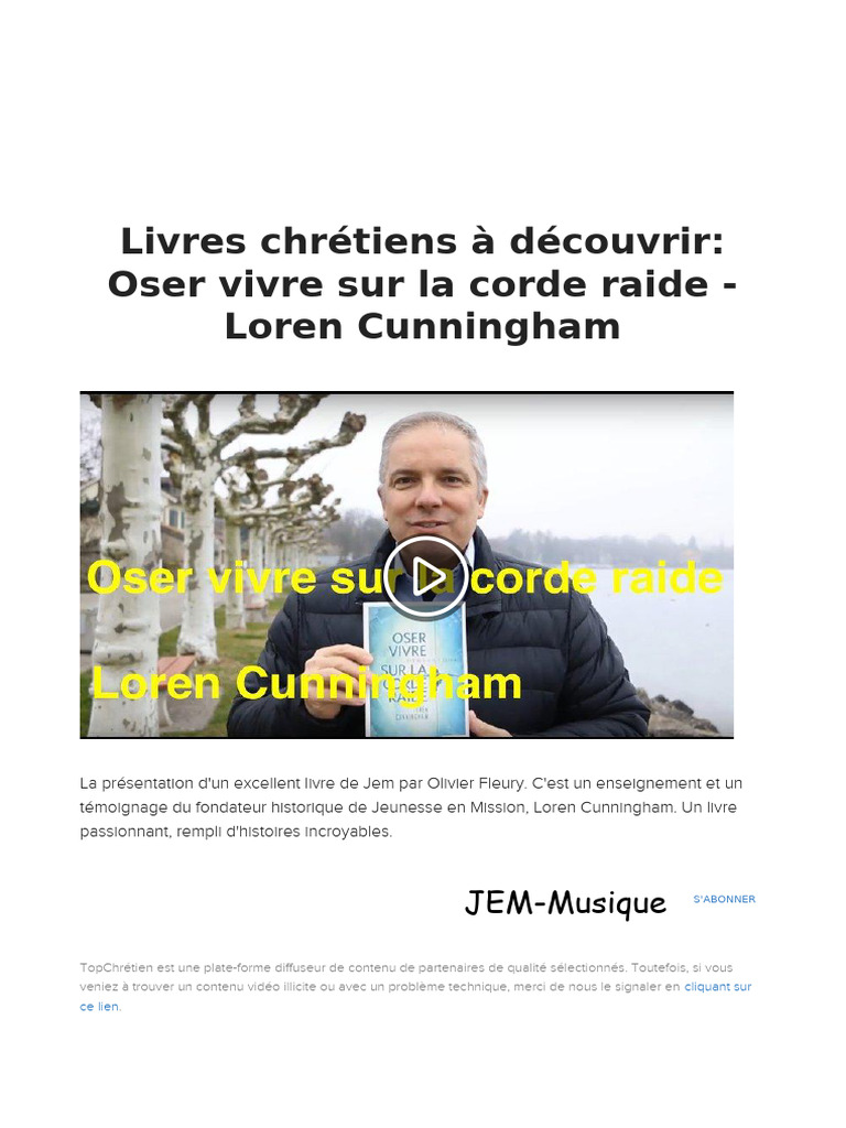Livres Chretiens A Decouvrir Oser Vivre Sur La Corde Raide Loren ...
