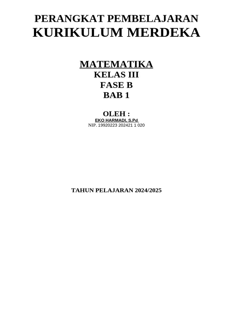 Matematika Kelas 3 Bab 1 | PDF
