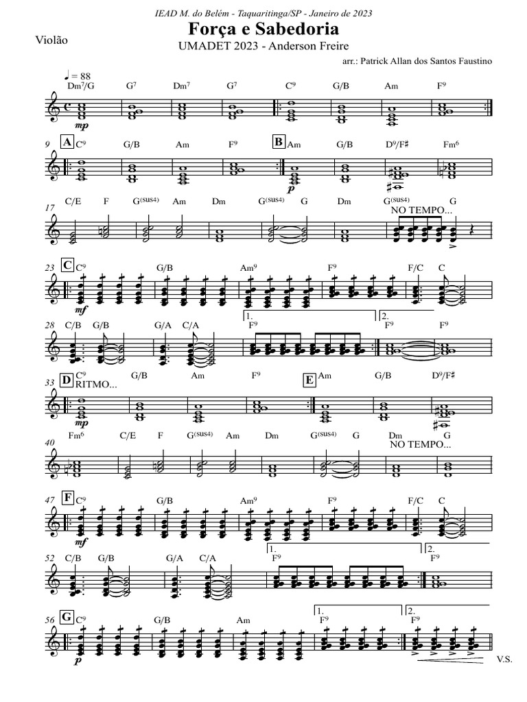 Força e Sabedoria - Violão | PDF