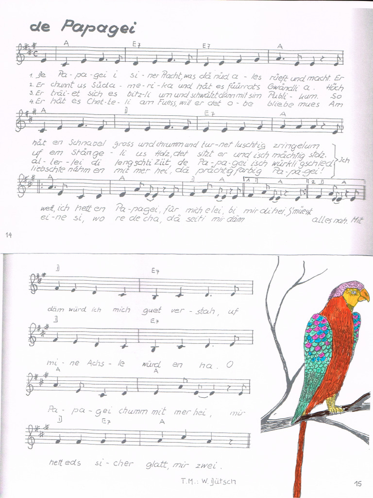 Der Papagei Ein Vogel Ist Text