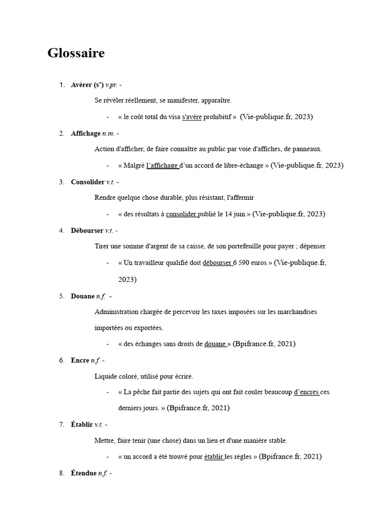 French Glossary | PDF