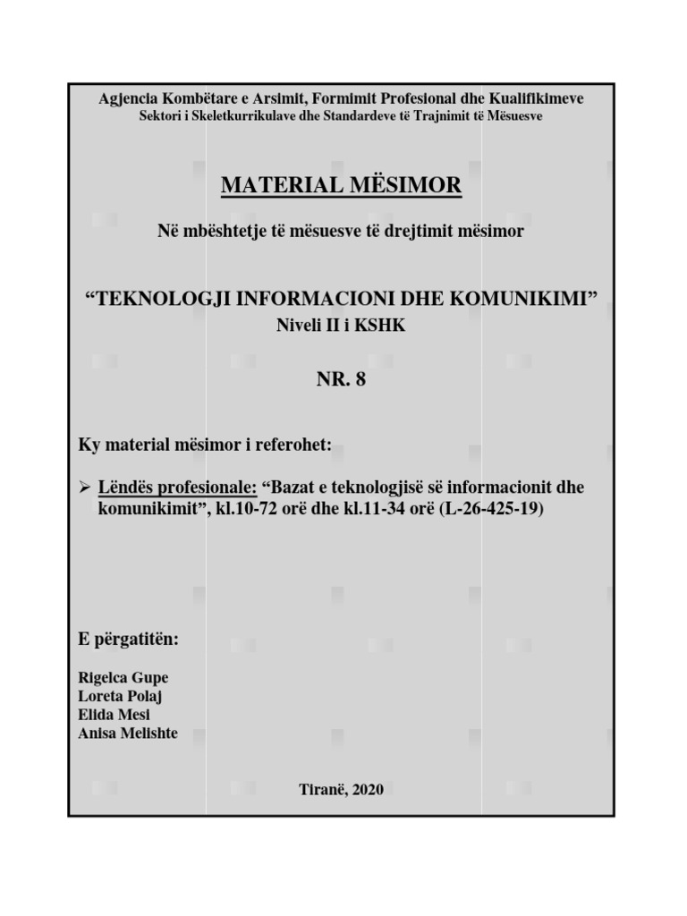 8 Bazat E Tik Kl 10 11 Tik 2020 Pdf