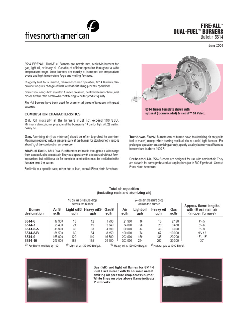 Fire All Dual-Fuel Burners: Bulletin 6514 | PDF