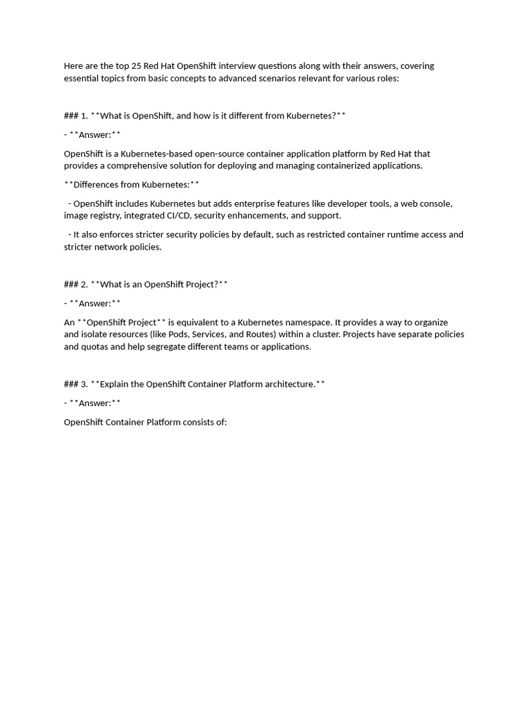 Top 25 Red Hat OpenShift Interview Questions | PDF | Computers