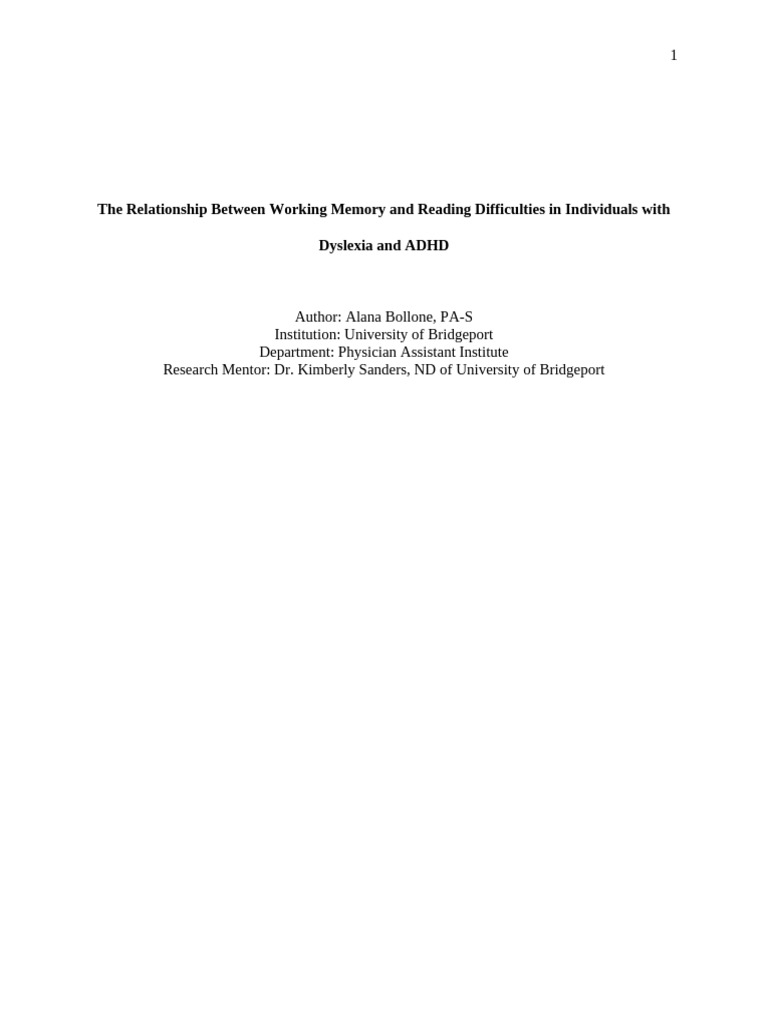 Working Memory's Impact on Dyslexia and ADHD | PDF | Dyslexia ...
