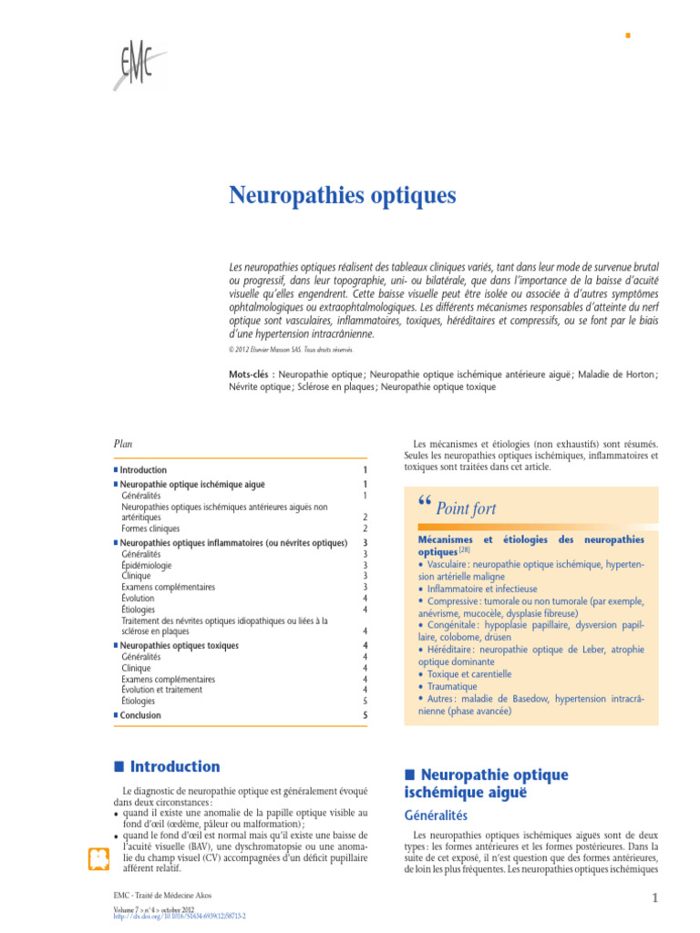 Neuropathies Optique | PDF