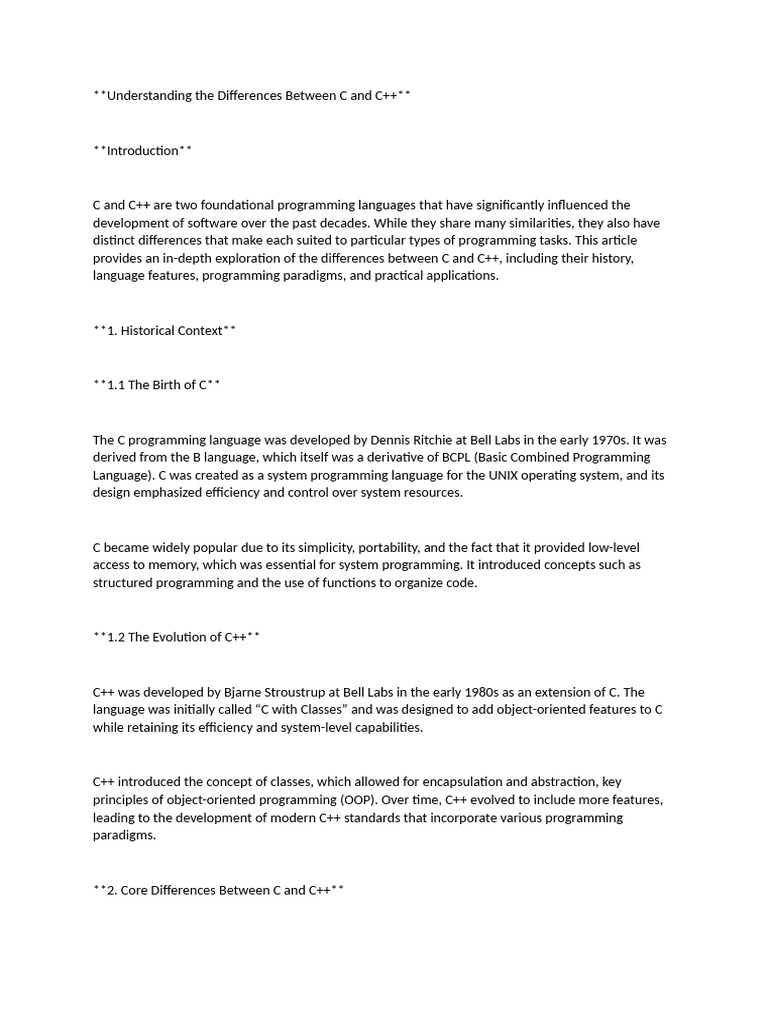 Difference Between C and C++ | PDF