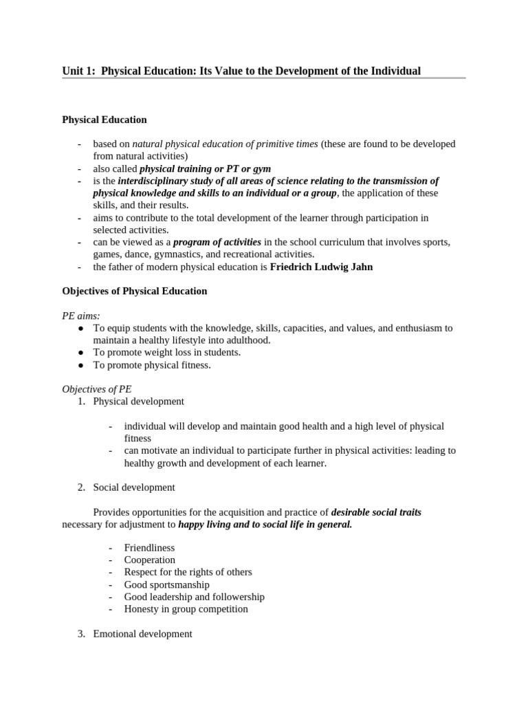 Importance of Physical Education | PDF | Psychology | Self-Improvement