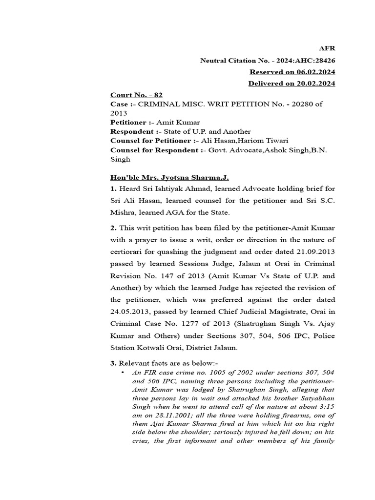 Amit Kumar vs. State of U.P. Case Review | PDF | Magistrate | Law