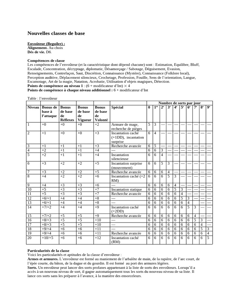 D&D 3.5 - PHB 2 - Classes de Base | PDF