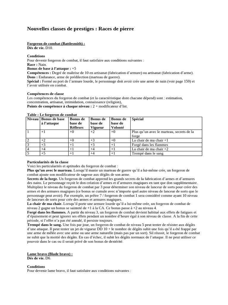 D&D 3.5 - Races de Pierre - CDP | PDF