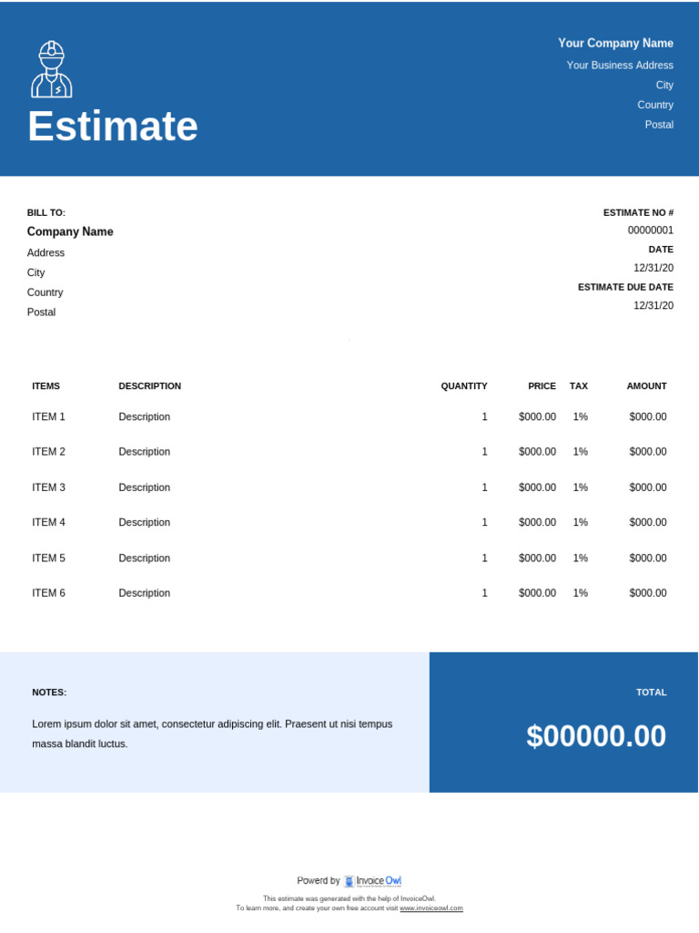 Professional Estimate Template | PDF