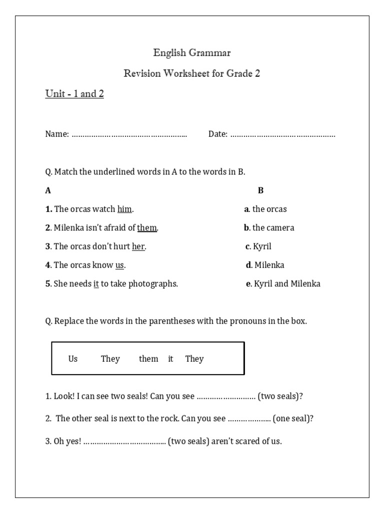 Grade 2 English Grammar Pdf