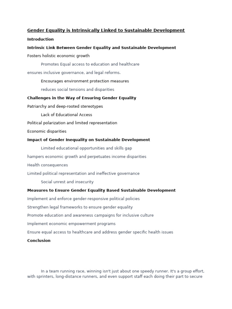 Gender Equality and Sustainable Development | PDF | Sustainability ...