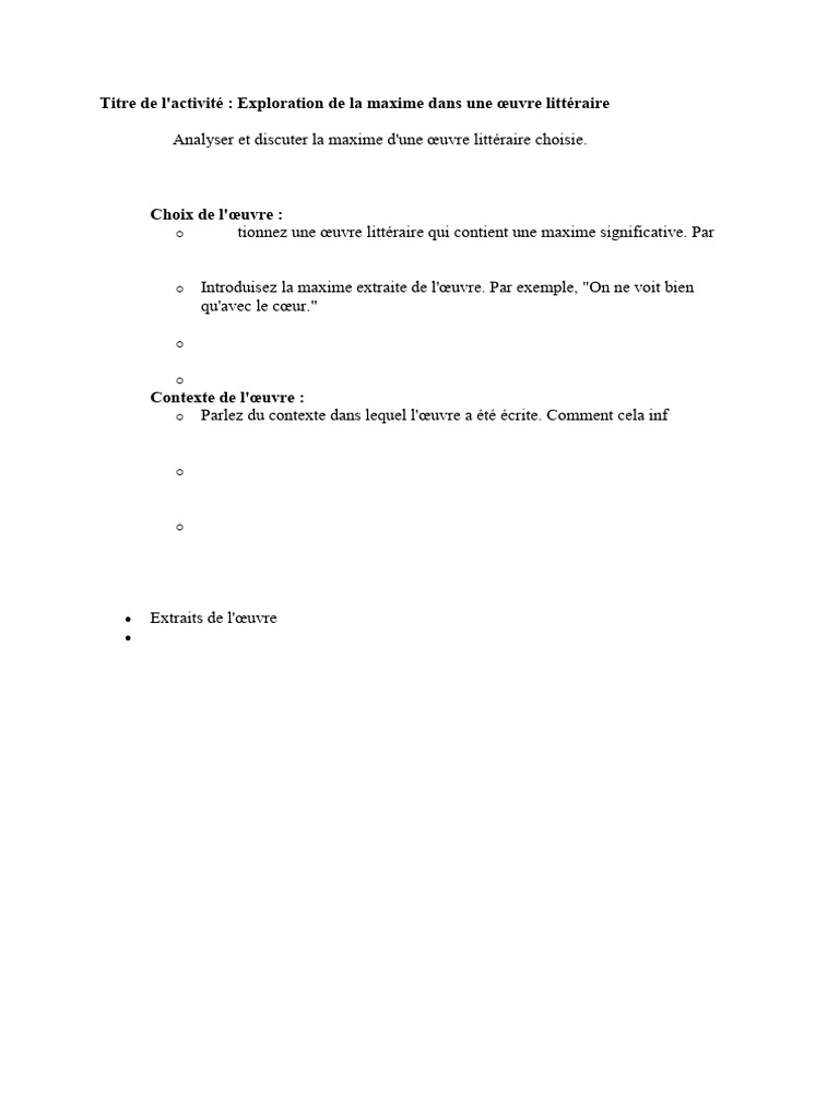 Exploration de La Maxime | PDF